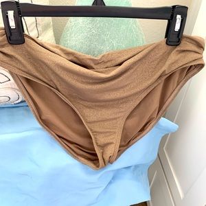 Kenneth Cole, Ruched, Glittery Gold, XL, Bikini Bottom. Never worn.
